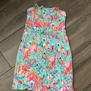 Lilly Pulitzer Pink Flamingos strapless mini dress. Size 4